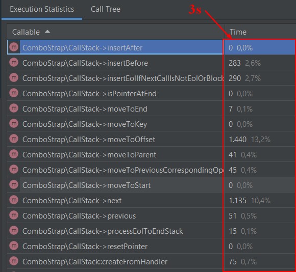 Dokuwiki Callstack Execution Time